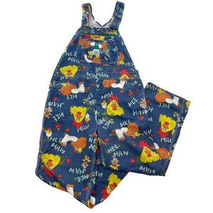 70s Rare Vintage Liberty Hee Haw Cotton Denim Bib Overalls Chickens Jeans 40x36
